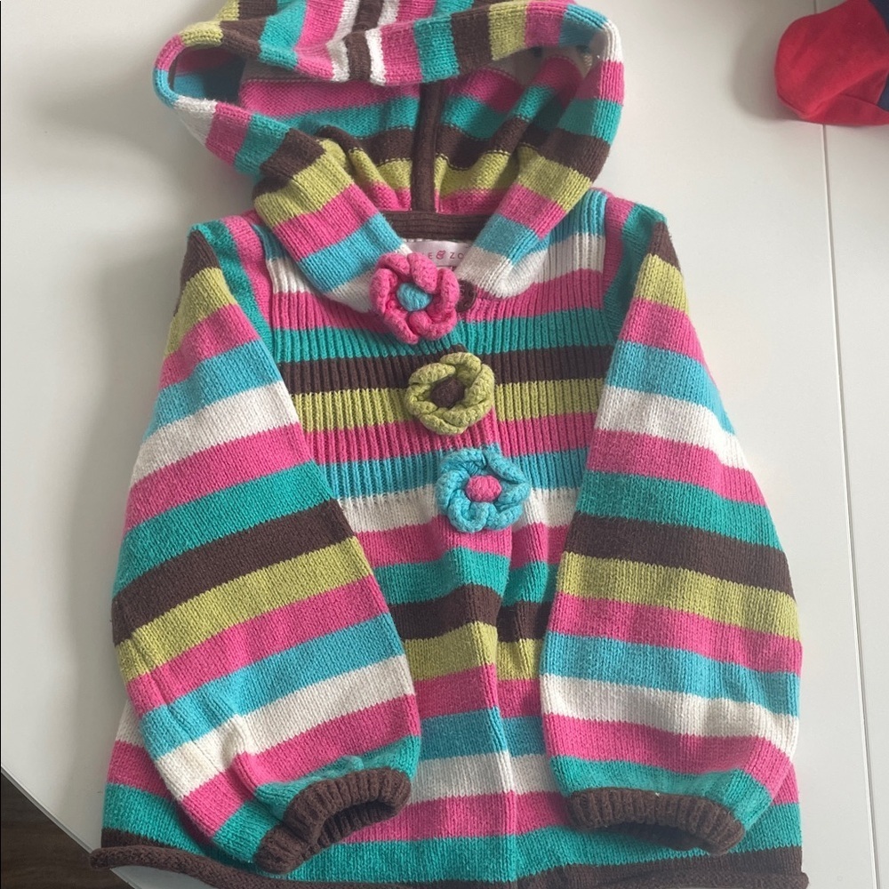 Maggie & Zoe Pink and Teal Striped Sweater